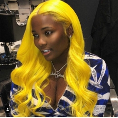Easy to Restyle, Best Color Hair, Glueless Wig Silk Straight Yellow Wig Natural Hairline