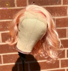 Custom Pink Wave Bob Wig, Beauty Lace Front Wig Beautiful Color Wigs