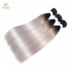 SANNY Hair Brazilian Human Hair 3 Bundles Deal 100% Human Hair Weave Bundles Cool Silver Color Non Remy Hair Weft