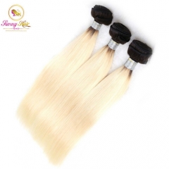 3 Bundle Deals, Russian Ombre Blonde Silk Straight Hair, Can Dye to Any Color
