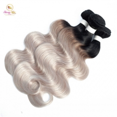 SANNY Hair Brazilian Human Hair 3 Bundles Deal 100% Human Hair Weave Bundles Body Wave Silver Color Gray Hair