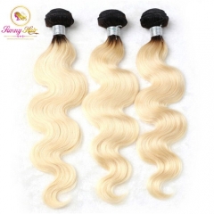 3 Bundle Deals, Russian Ombre Blonde Silk Body Wave Hair, Can Dye to Any Color