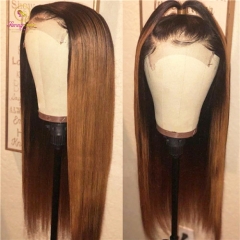 Straight Pre Plucked Lace Front Human Hair Wigs With Baby Hair 8-26 Inch Ombre Remy Hair Glueless Brazilian Wigs 130 Density