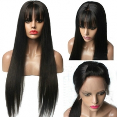 Sanny Lace Front Human Hair Wigs Bangs Pre-Plucked Remy Brazilian Hair Wigs With Bangs 130 Density 13X6 Lace Front Wigs Women