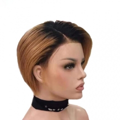 short custom pixie cut wigs brazilian human remy hair customized lace front wig for black women