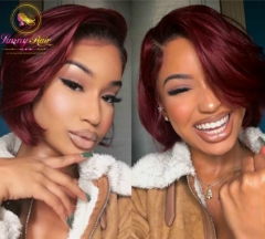 99J Burgundy Straight Pre Plucked Lace Front Human Hair Wigs With Baby Hair Ombre Remy Hair Glueless Brazilian BOB Wigs