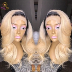 Sanny Platinum Ombre Blonde Pre Plucked non remy Hair Brazilian Lace Front Wigs