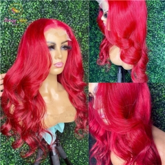Sanny Hair Wig Vibrant Red Body Wave Lace Frontal Wig at Affordable Price,13*4 Lace Glueless Adjustable Lace Wig, Free Shipping