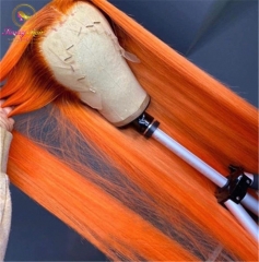 Sanny Hair Wig Orange Color Straight Lace Frontal Wig at Affordable Price,Glueless Adjustable Wig, Free Shipping