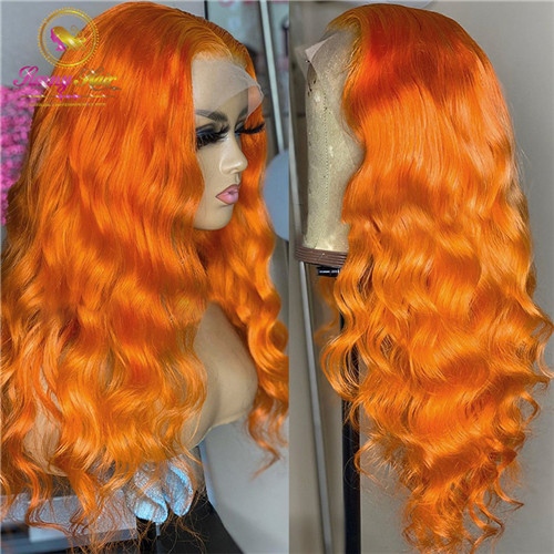 Sanny Hair Wig Orange Color Body Wave Lace Frontal Wig at Affordable Price,Glueless Adjustable Wig, Free Shipping