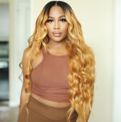 Sanny Body Wave Brazilian Lace Front Human Hair Wigs With Baby Hair Ombre 1b/27 Honey Blonde Remy Wig Pre Plucked Bleached Knots
