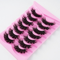 COOANTTY Natural Eyelashes Fluffy Lashes D Curl Eyelashes 3D Volume Wispy False Lashes Strips Band Lashes Pack